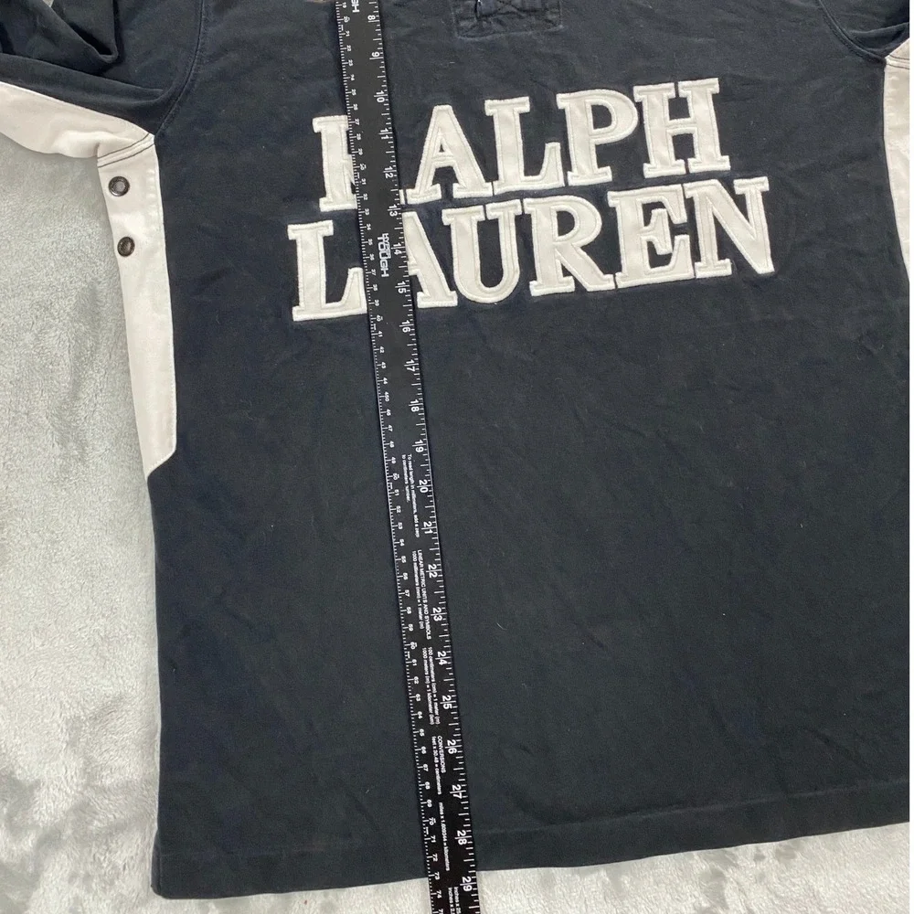 Vintage 90s Polo Ralph Lauren St. Moritz World Cup LS Rugby Shirt Men's M Black